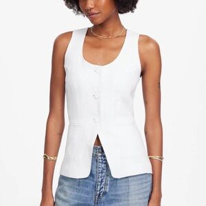 Madewell white linen bottom down tank top